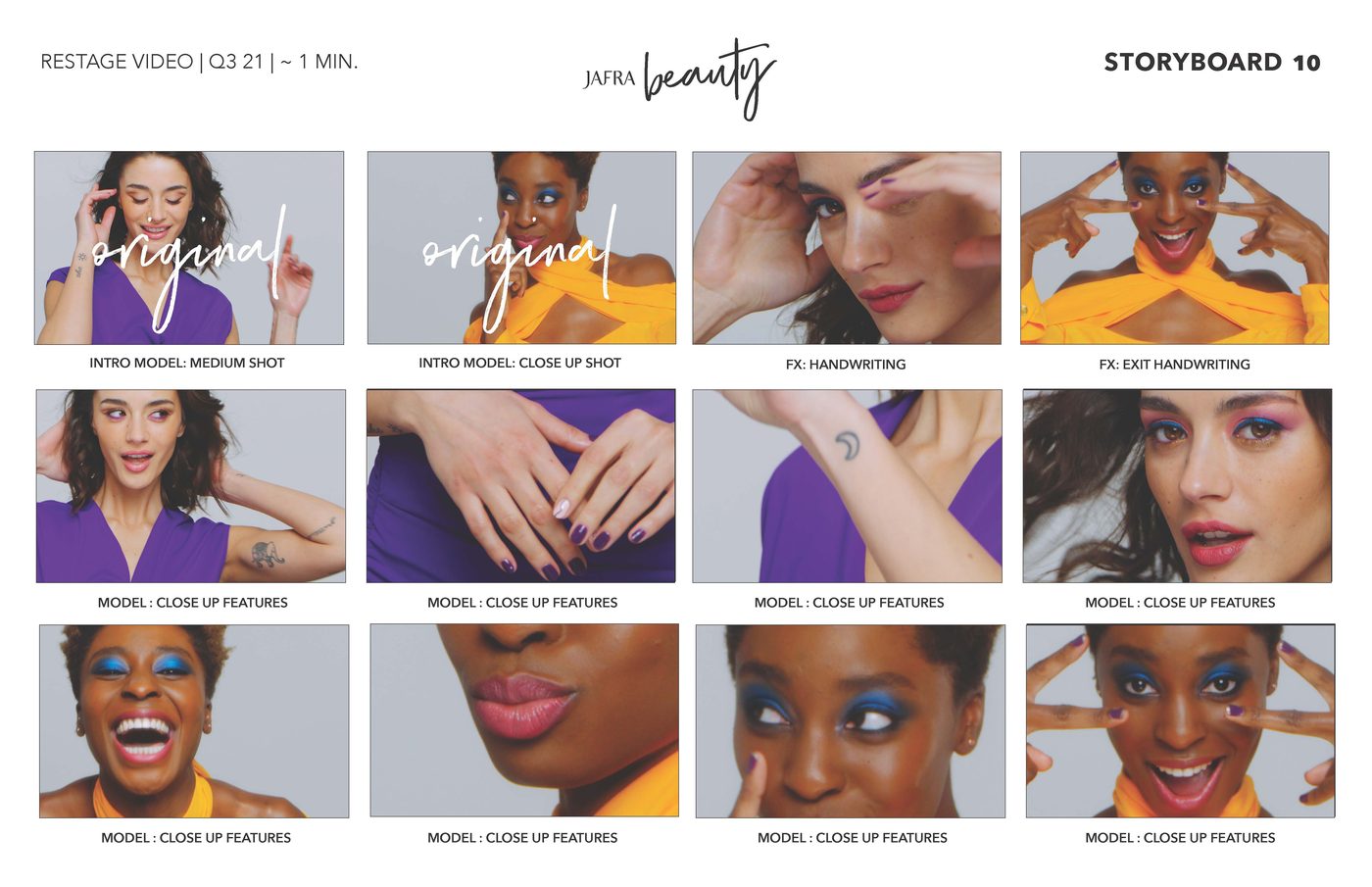 Storyboard frame: 'Original' beat with close-up features