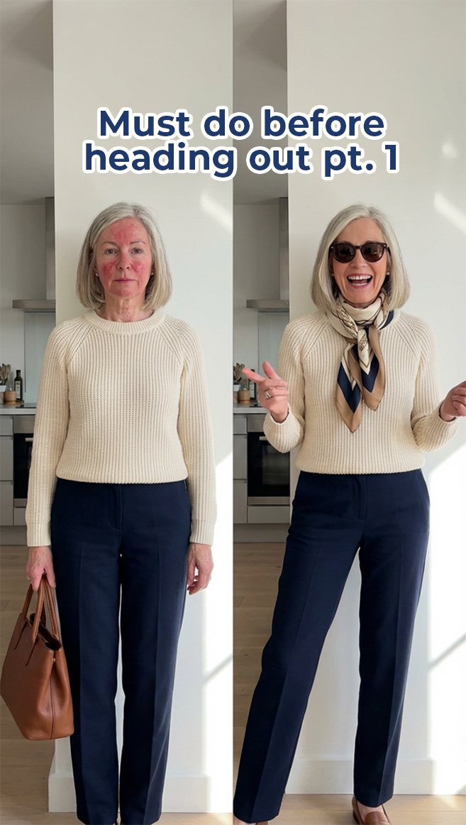 UGC-style before/after, 'Must do before heading out pt.1' headline
